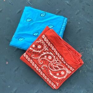 Vintage Blue and Red Men's 100% Cotton Bandanas